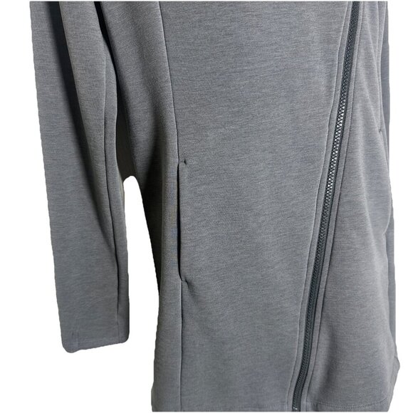 ATHLETA XS SoftTech CYA Jacket Asymmetric Full Zip High V Neck Gray Wool Coat - Picture 8 of 12